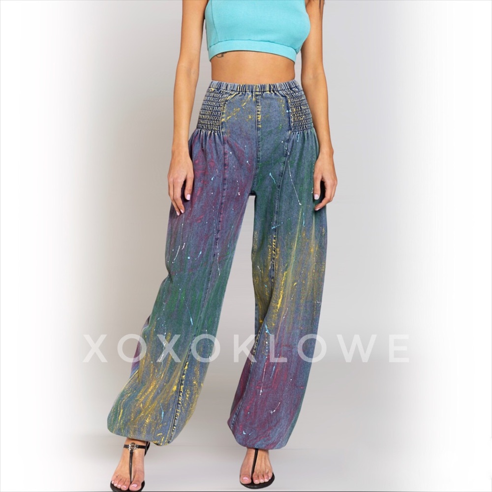 Rainbow Festival Harem Jogger Denim Jeans Size M